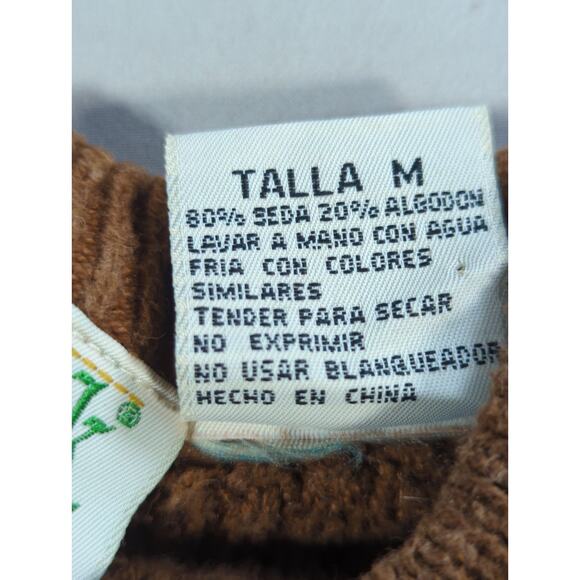 VTG Ash Creek Trading M Brown Silk Cotton Knit Sweater Textured Pullover - Picture 3 of 9